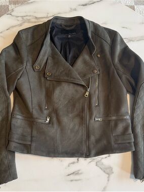 Banana Republic Olive Suede Moto Jacket